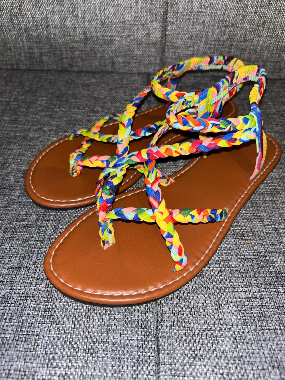 Colorful Braided Strap Sandals - Multicolor - Picture 2 of 8